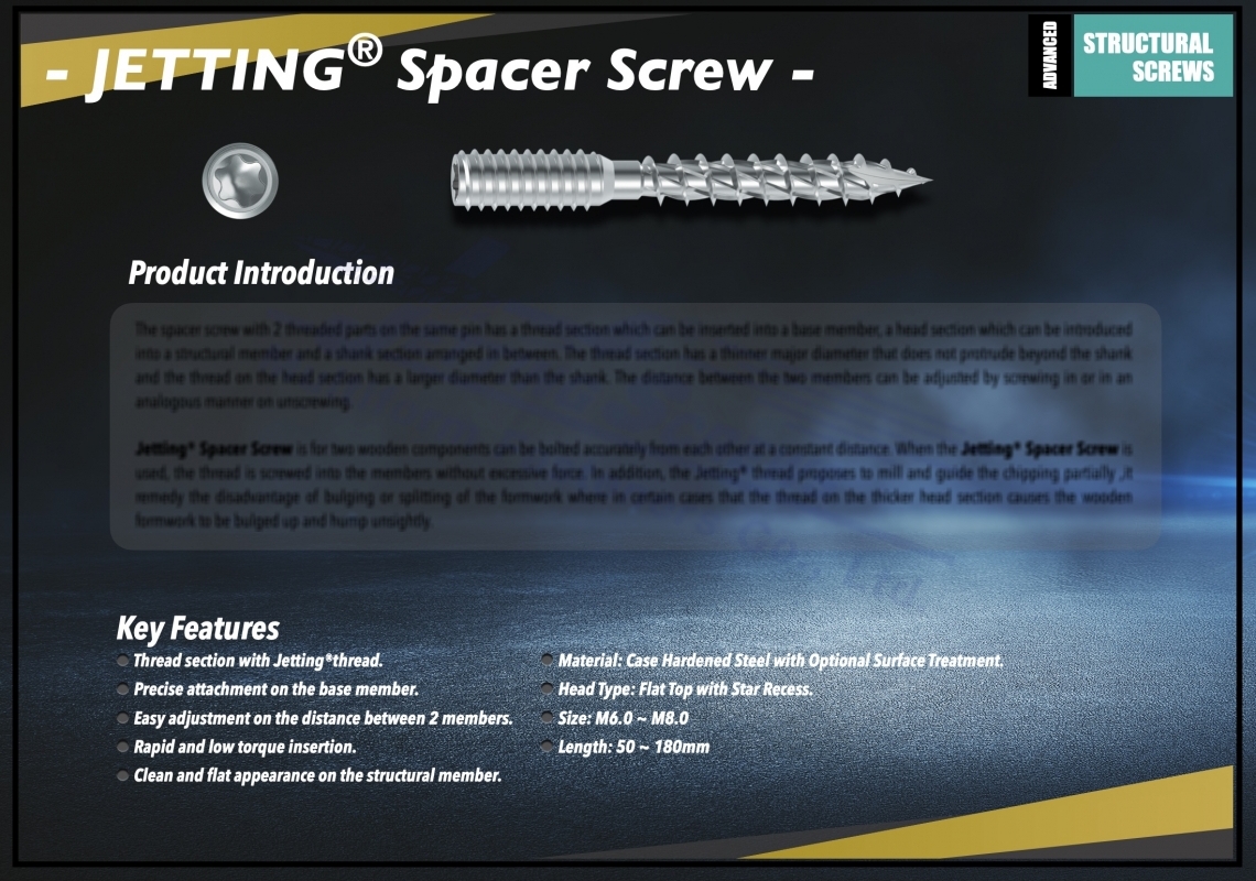 Jetting® Spacer Screw