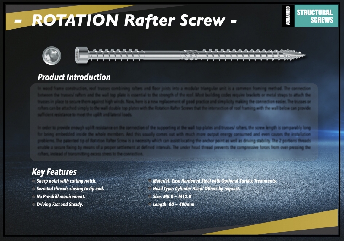 Rotation Rafter Screw